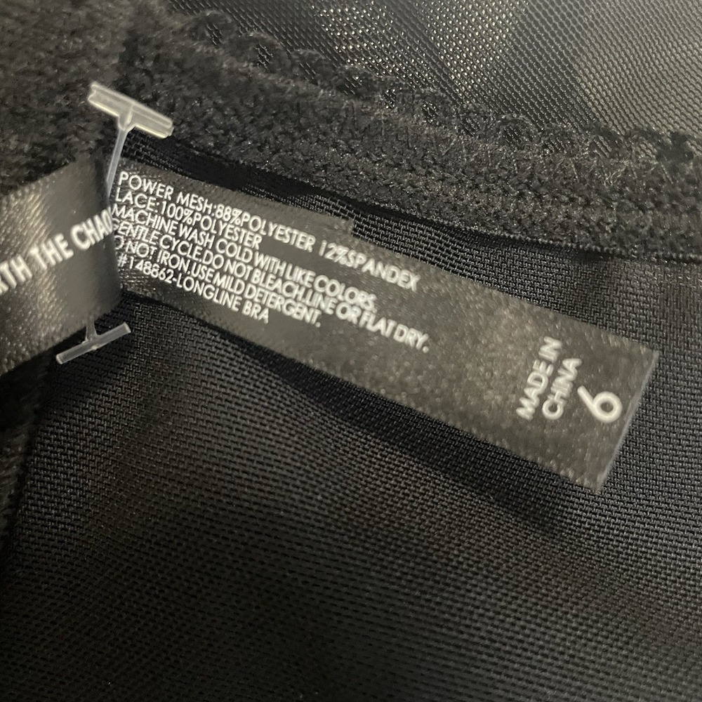 TORRID CURVE Sz 6/6X Black‎ & Pink Heart Embroidered Underwire Longline Bralette - Picture 10 of 10